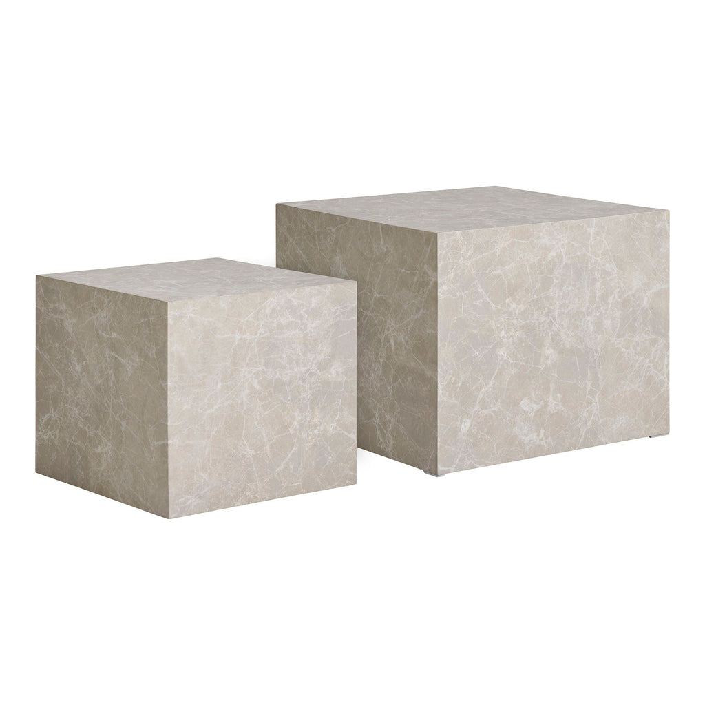 Lot de 2 tables basses carrées effet marbre PRAGUE