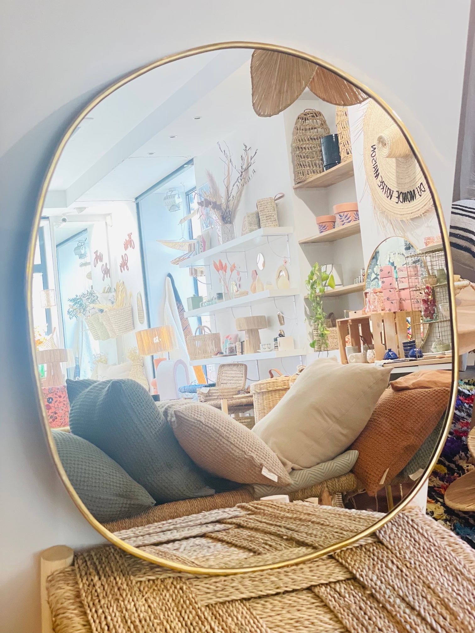 Miroir Rond en Laiton Artisanale