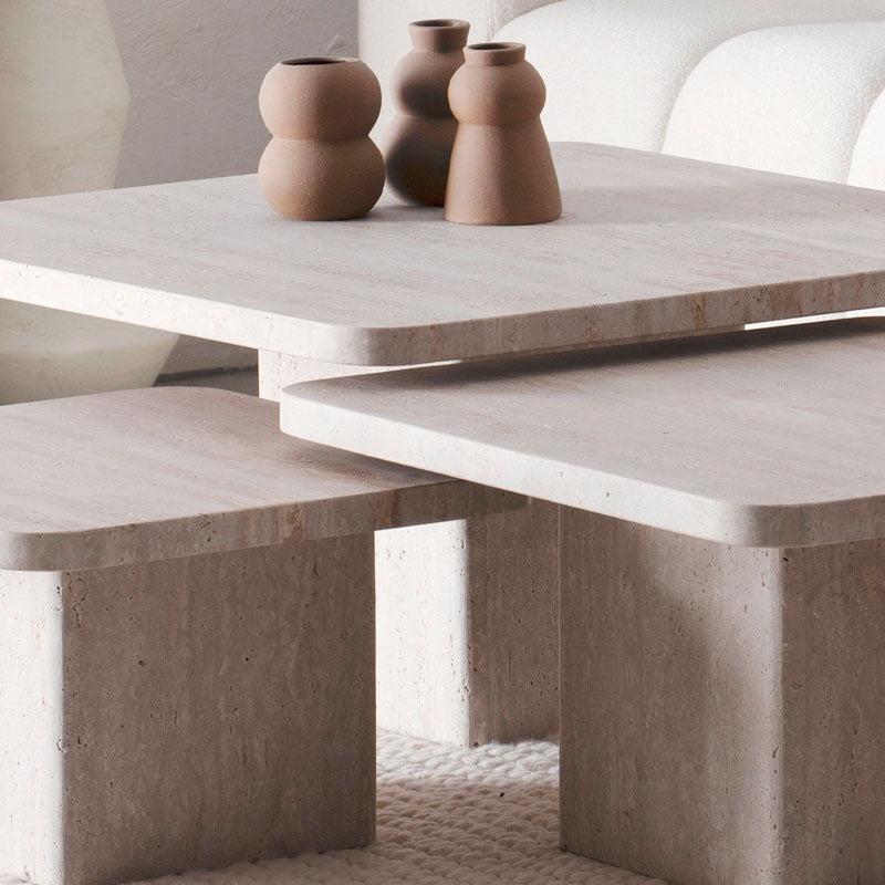 Trio de Tables Basses Solara en Travertin