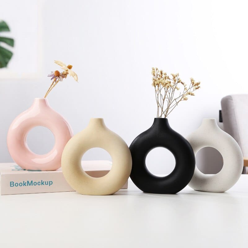 Vase circulaire en céramique blanc ~ LOUNA WHITE